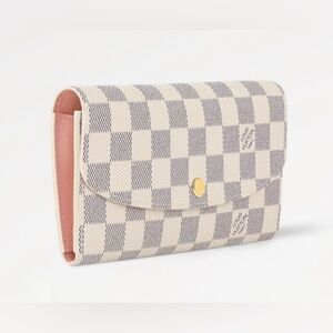 👜 AUTHENTIC LV 👜 Emilie Wallet Damier Azur Canvas w/ Rose Ballerine Interior
